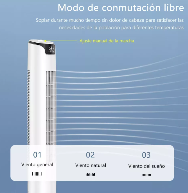 Ventilador de Torre Oscilante Regulable 3 Velocidades Blanco VEN17