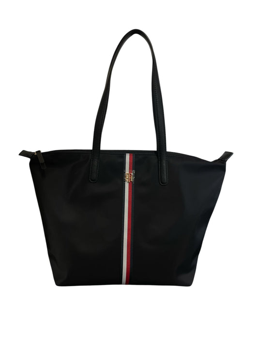 Bolsa Tote Negra Elegante con Franja Icónica