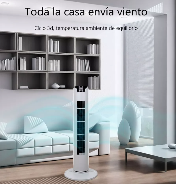 Ventilador de Torre Oscilante Regulable 3 Velocidades Blanco VEN17