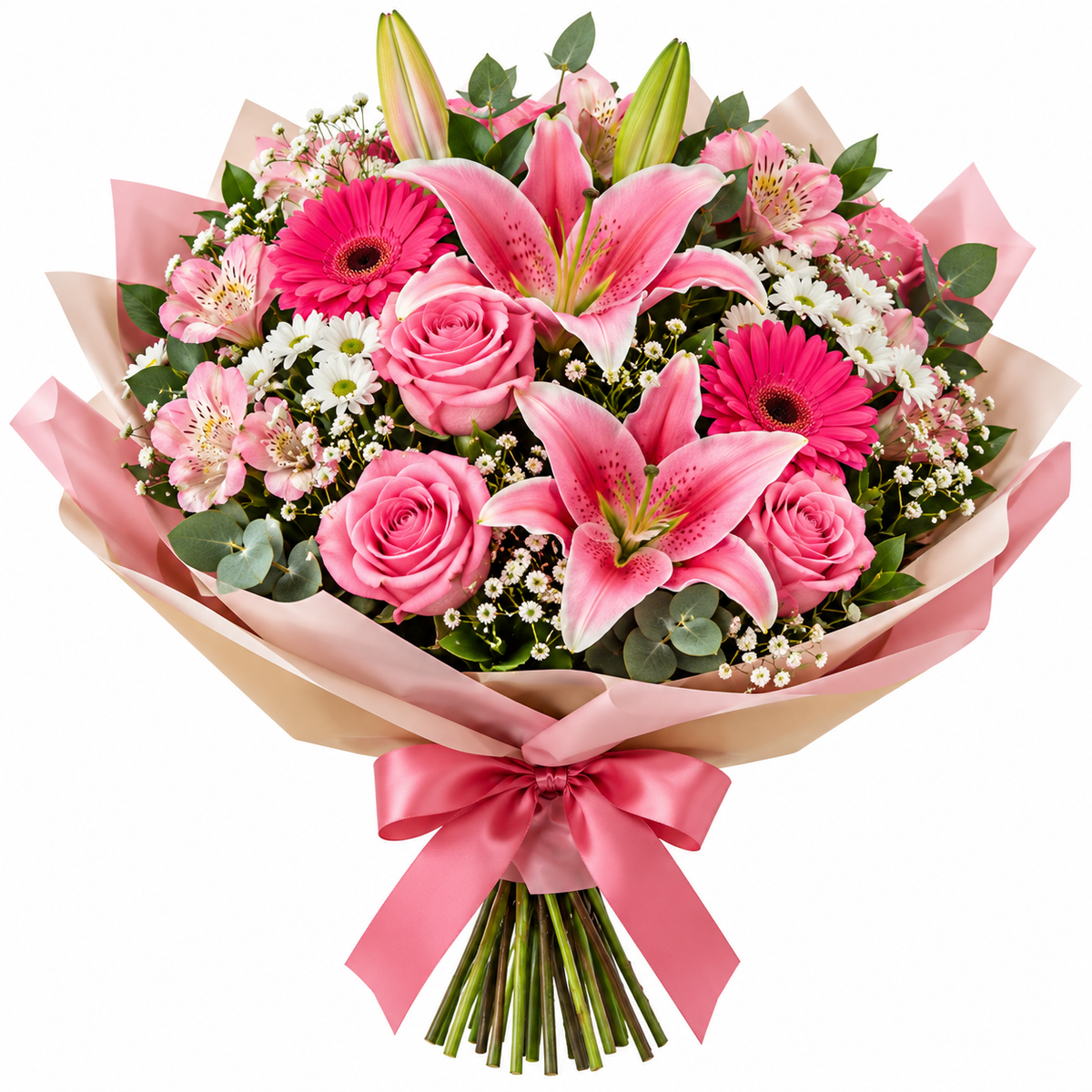 Bouquet de Rosas y Lilies Rosas “Dulce Encanto”