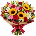 Bouquet de Girasoles, Rosas y Lilies “Alegría Infinita”