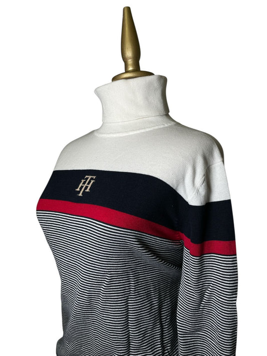 Suéter de Dama Cuello Alto a Rayas – TALLA L/G